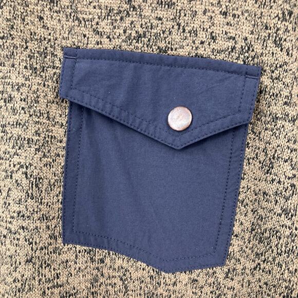 Solaris Brown Black Marbled Long Sleeve 3 Snap Pullover Pocket Sweatshirt Top - Picture 7 of 8